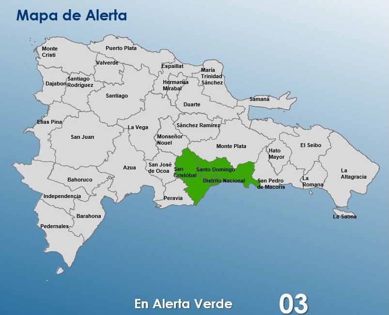 COE declara alerta verde para Santo Domingo, el Distrito Nacional y San Cristóbal por lluvias y posibles inundaciones