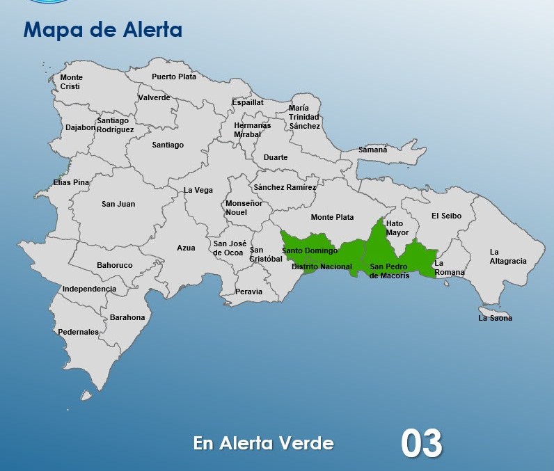 COE mantiene en alerta verde al Gran Santo Domingo, San Pedro de Macorís y el Distrito Nacional por lluvias asociadas a una vaguada