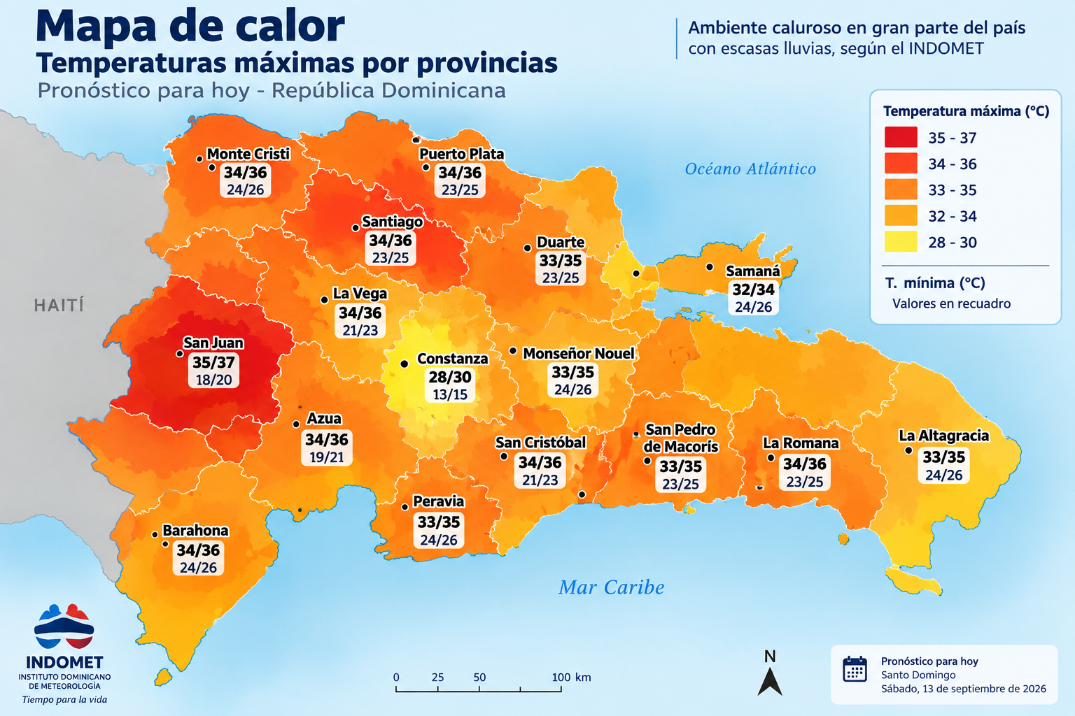 Polvo del Sahara limitará las lluvias y mantendrá intenso calor durante el fin de semana