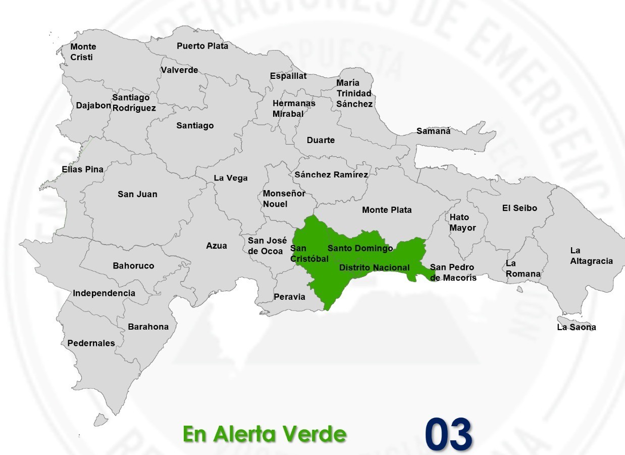 Vaguada provocará aguaceros este domingo; COE mantiene alerta en el Gran Santo Domingo y San Cristóbal