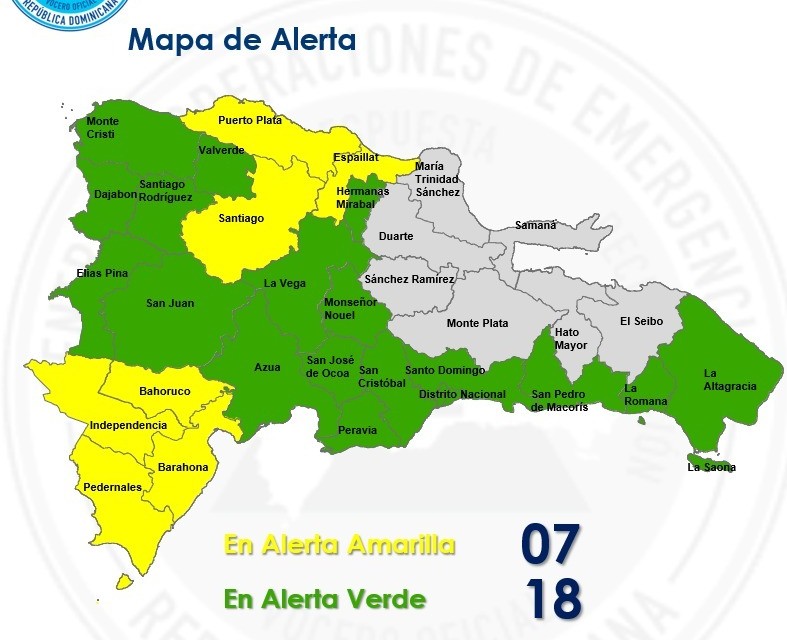 COE coloca 25 demarcaciones en alerta por lluvias fuertes y riesgo de inundaciones