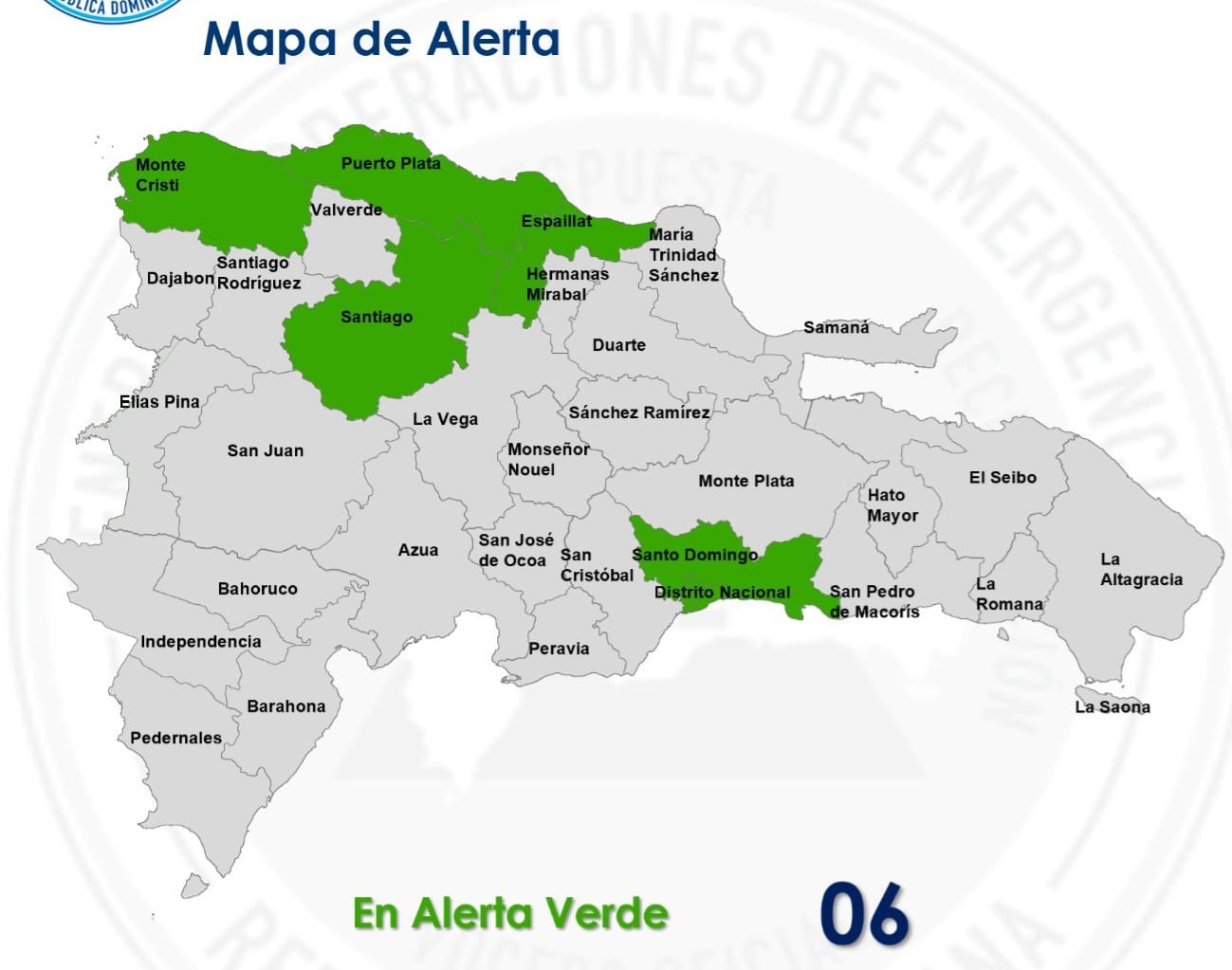 COE reduce a seis las provincias y demarcaciones en alerta, aunque persisten lluvias por vaguada